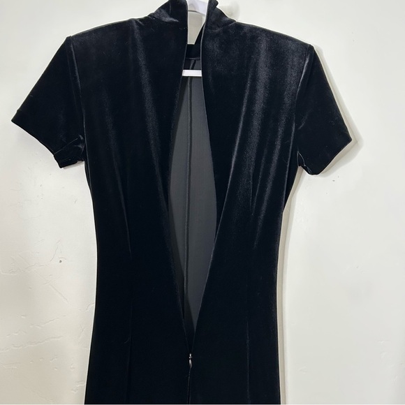 Vintage 80s/90's Victoria Stephens Black Velour Velvet Jumpsuit Silver Belt SZ 6 - Picture 7 of 13